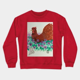 Rhode Island state bird and flower, the Rhode Island Red and violet Crewneck Sweatshirt